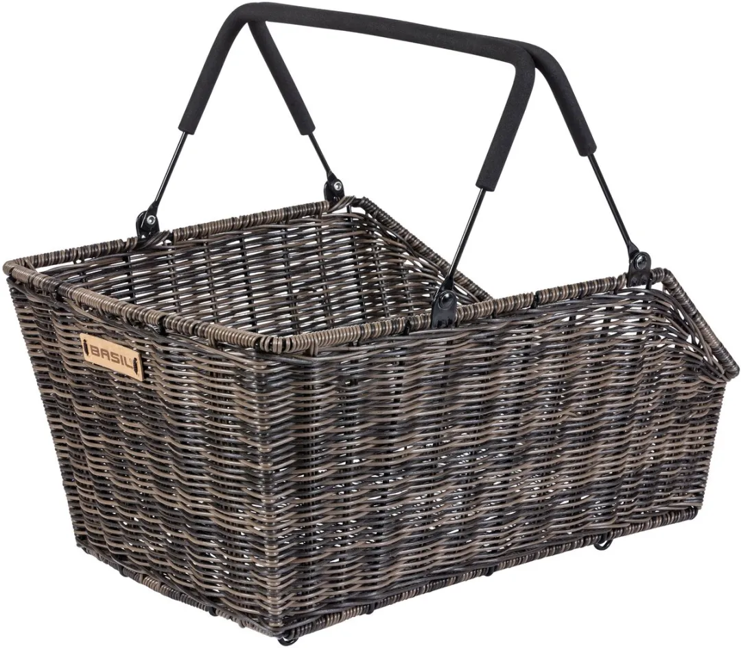 Basil Cento Rattan Look Fietsmand Achter - Kunststof rotan - Bruin