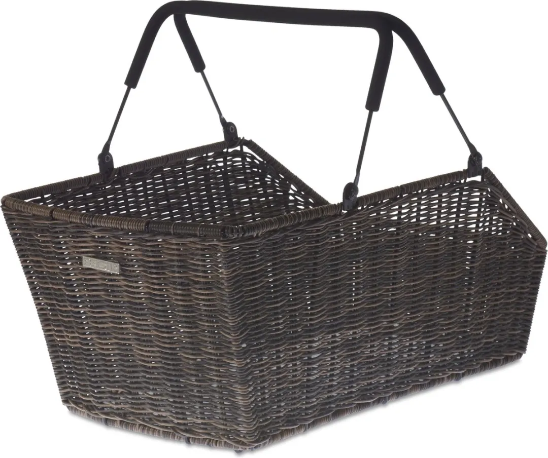 Basil Cento Rattan Look Fietsmand Achter - Kunststof rotan - Bruin