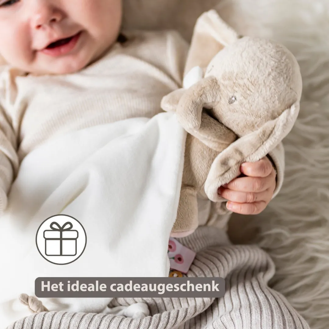 Nattou FanFan Baby Knuffeldoekje Olifant 27x27cm - Gebroken Wit