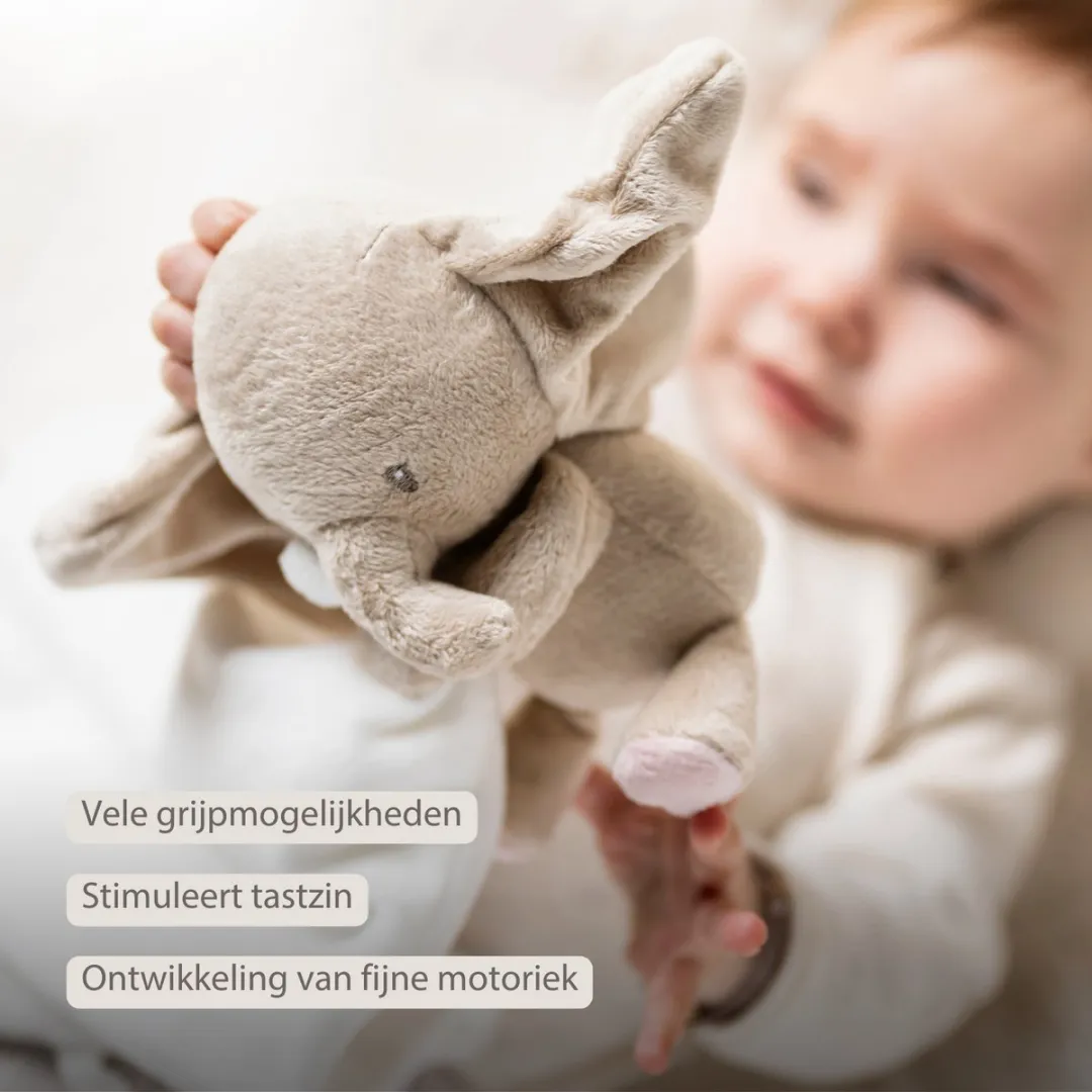 Nattou FanFan Baby Knuffeldoekje Olifant 27x27cm - Gebroken Wit