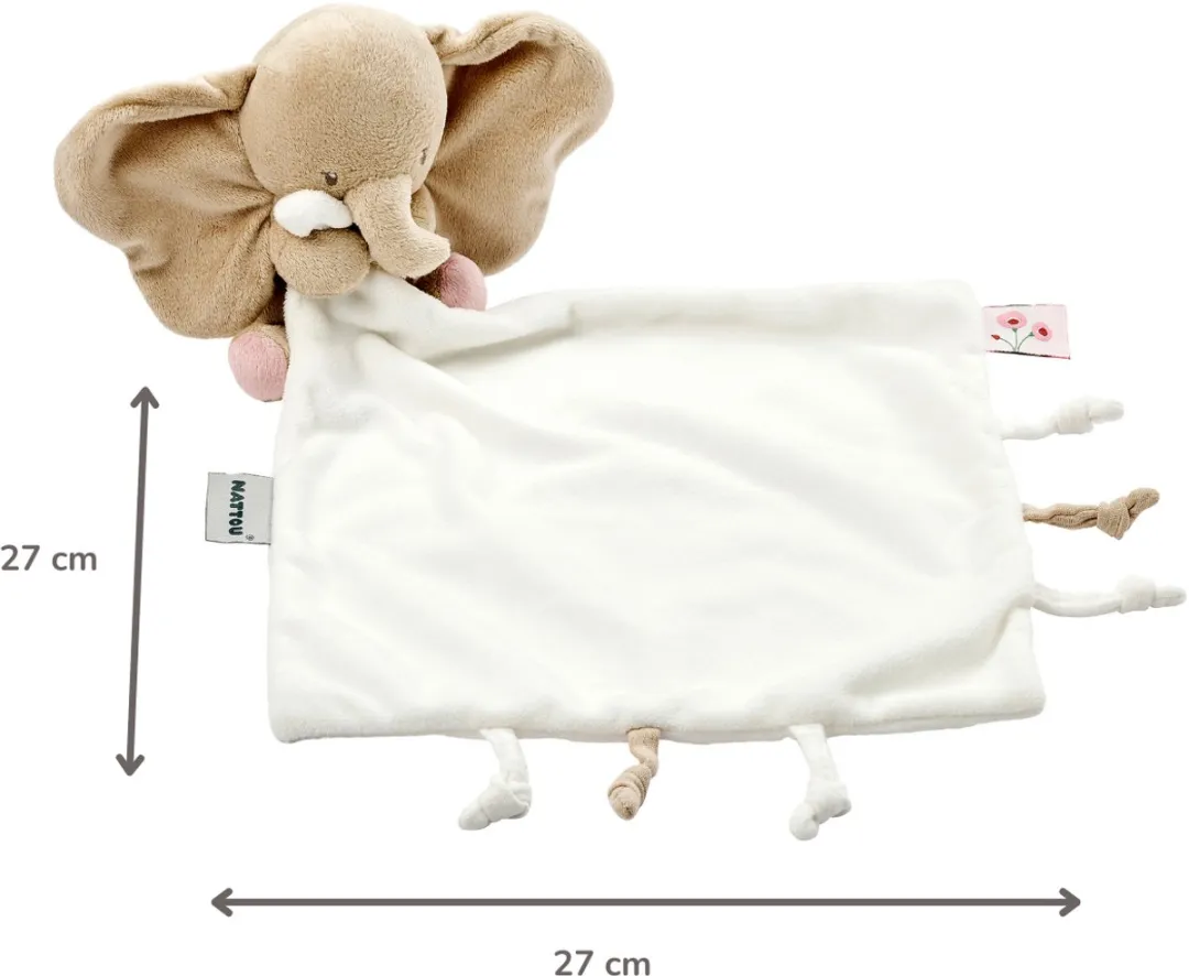 Nattou FanFan Baby Knuffeldoekje Olifant 27x27cm - Gebroken Wit