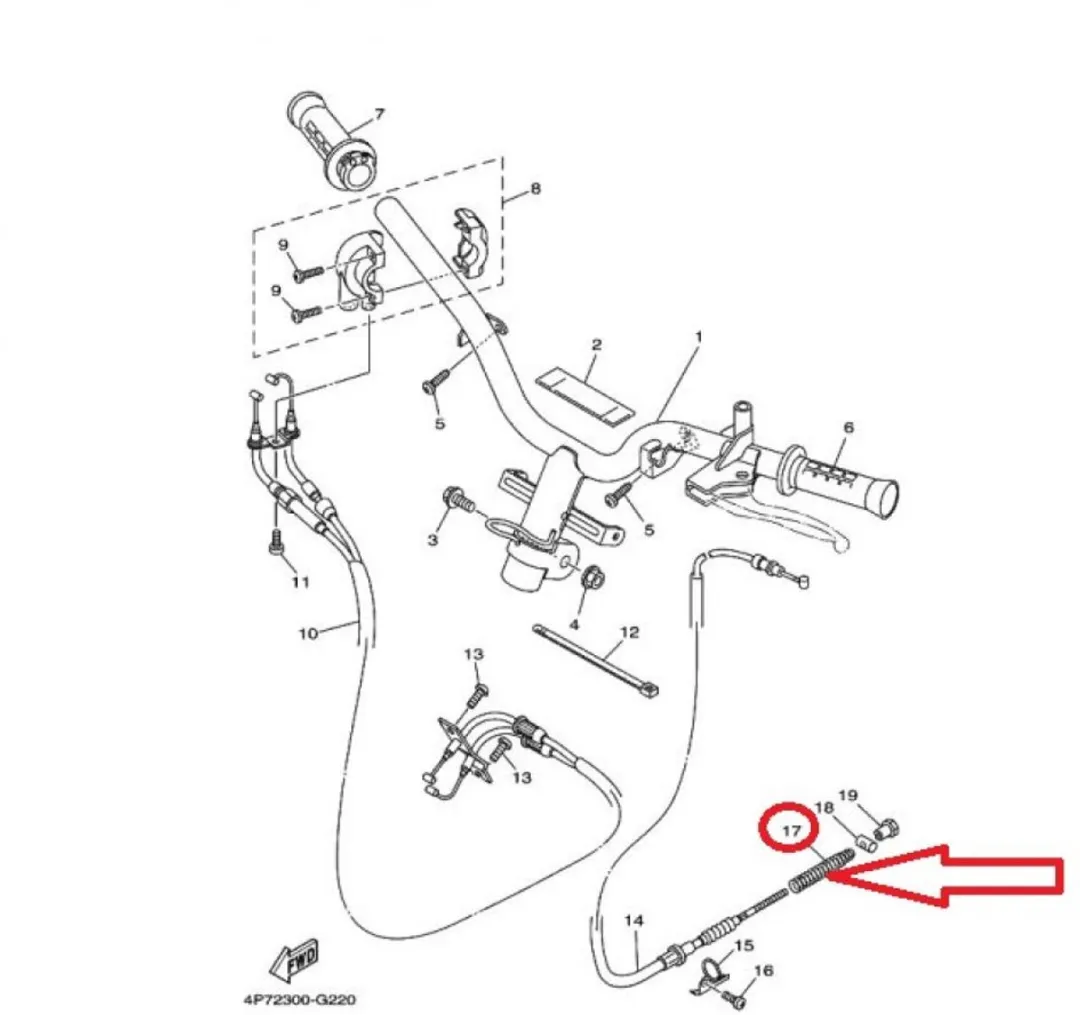 Yamaha 150 XC Remkabel Achter - 90501-16831