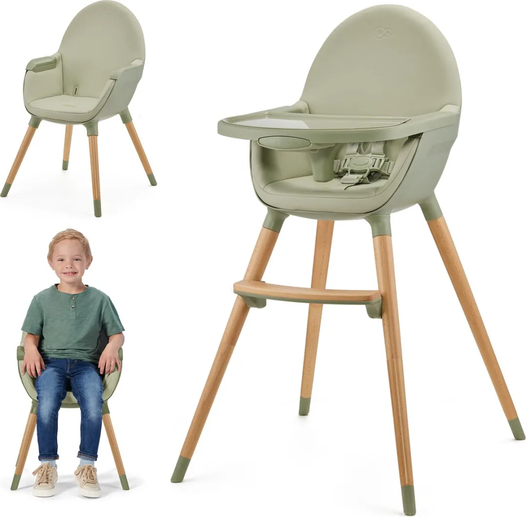 KinderKraft FINI 2 Kinderstoel 2-in-1 - Groene Kunstlederen