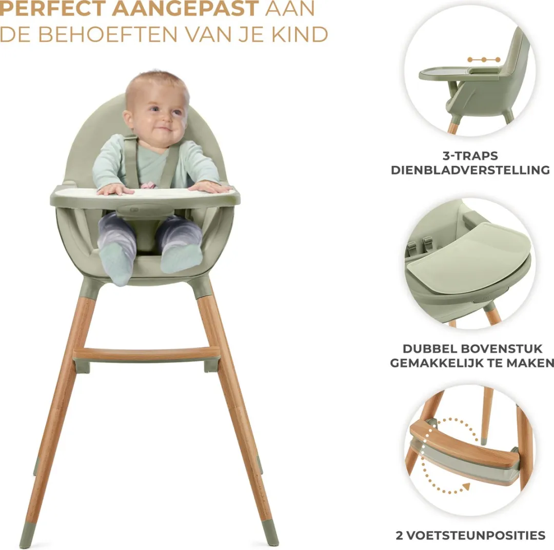 KinderKraft FINI 2 Kinderstoel 2-in-1 - Groene Kunstlederen