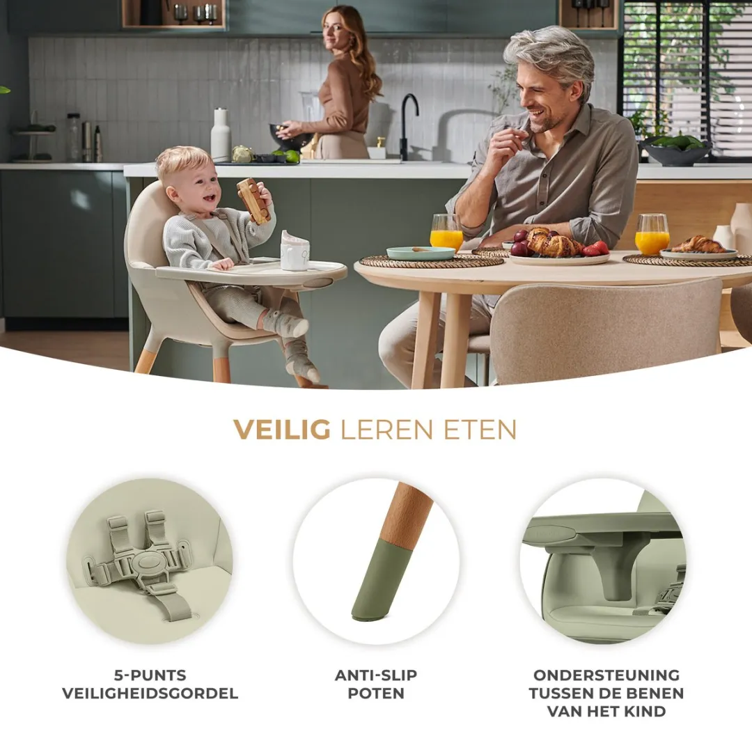 KinderKraft FINI 2 Kinderstoel 2-in-1 - Groene Kunstlederen