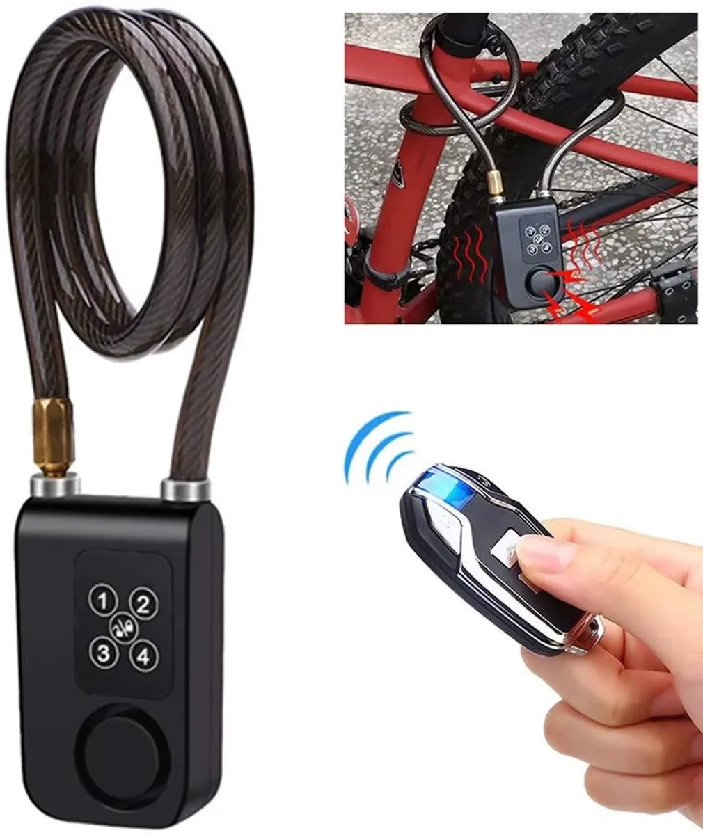 RedParrot Slim Fietsslot Alarm - Zwart
