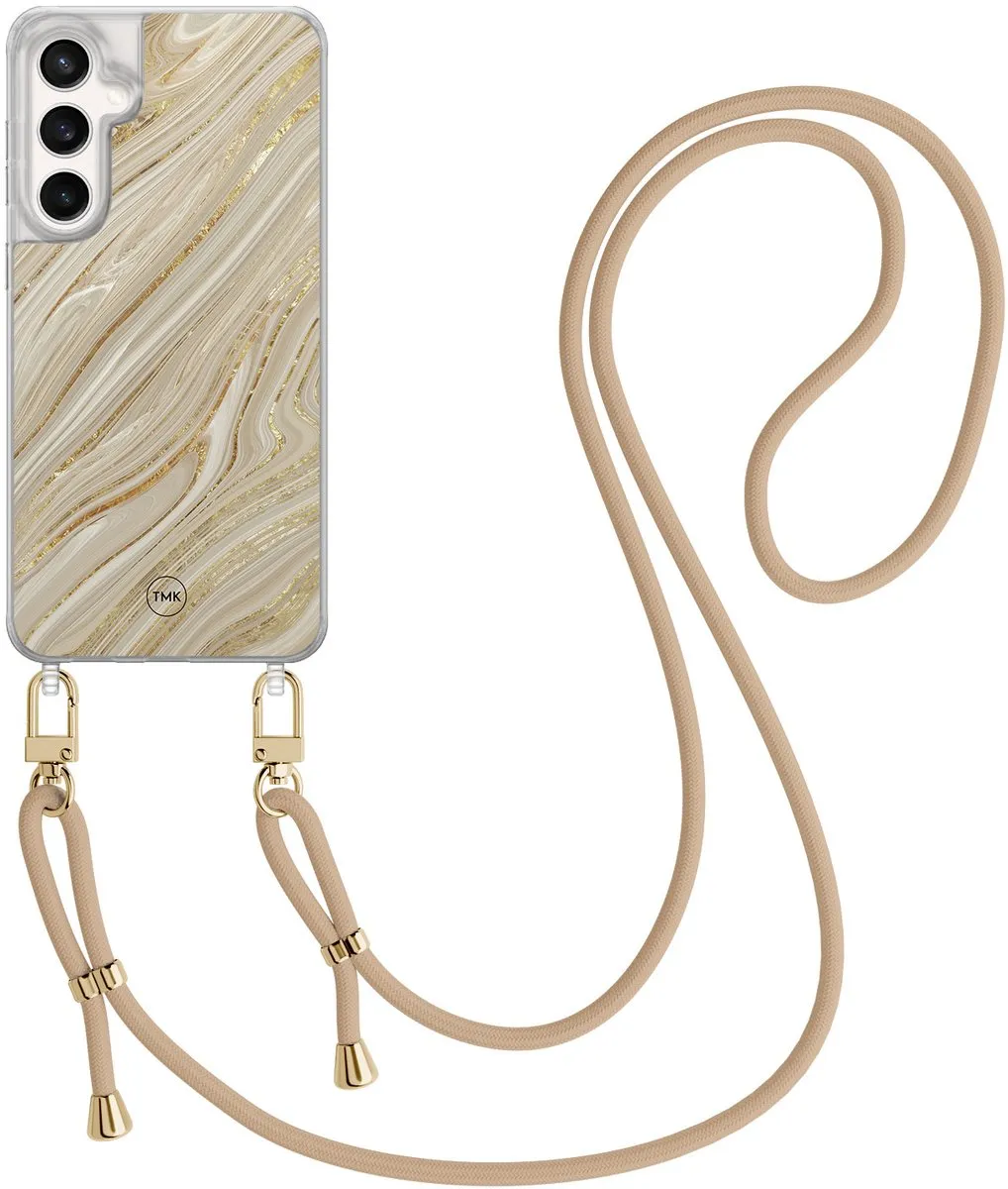 Casevibes S24 FE Telefoonhoesje - Golden Marble - Crossbody - CV/S/S24FE/C/006