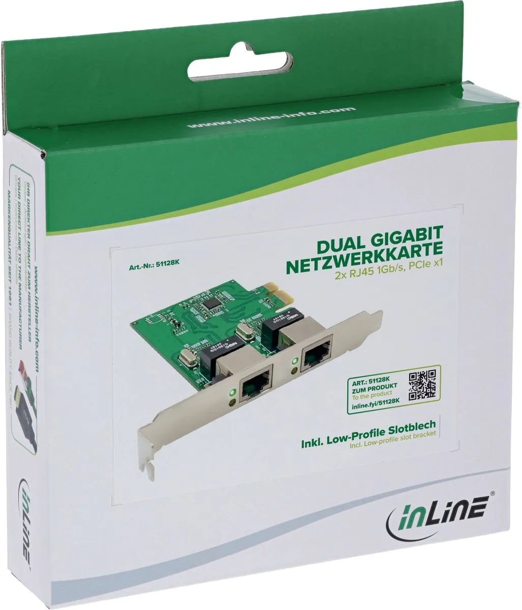 InLine Dual Gigabit Netwerkkaart 51128K - PCIe x1