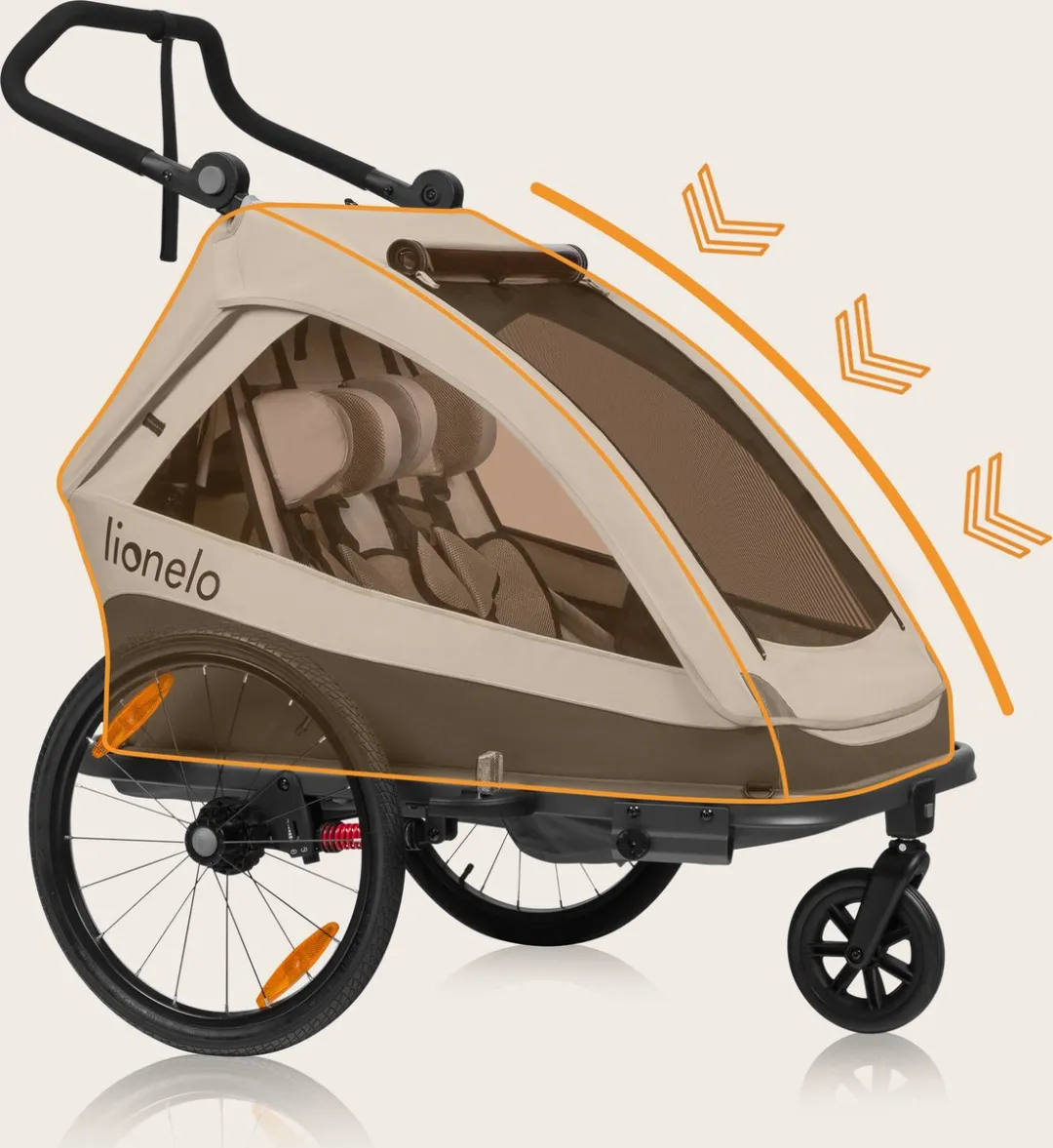 Lionelo Cama 2in1 Fietsaanhanger & Wandelwagen - Zwart - 2x22kg