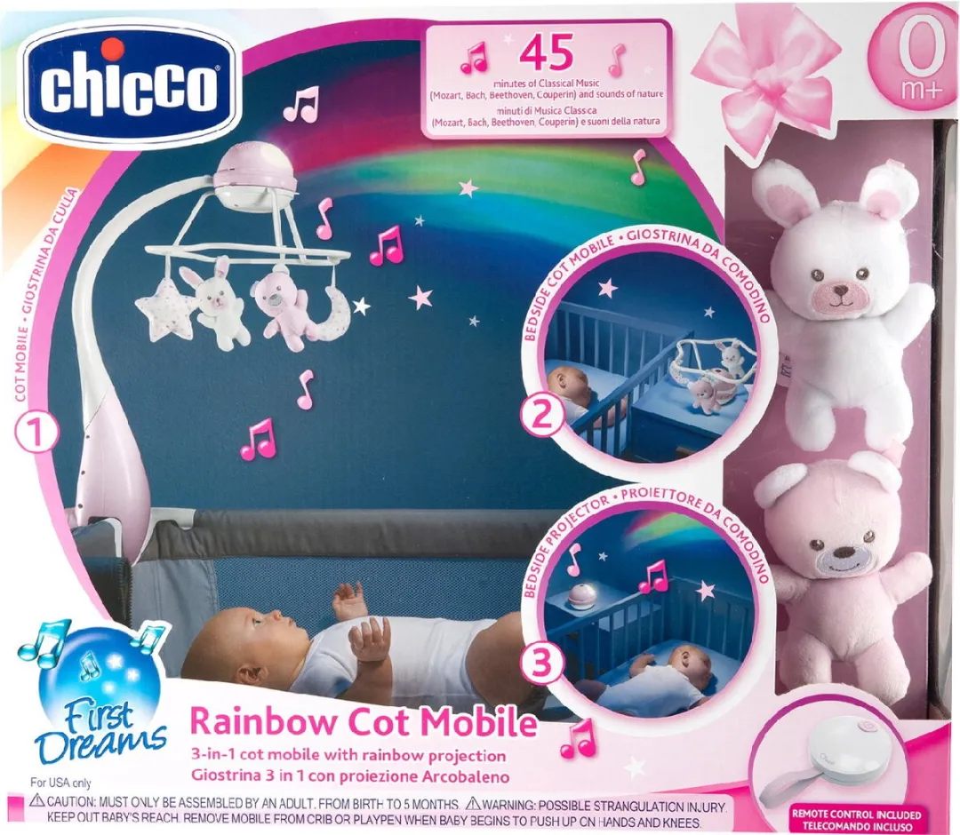 Chicco Regenboog Roze 3-in-1 Muziekmobiel