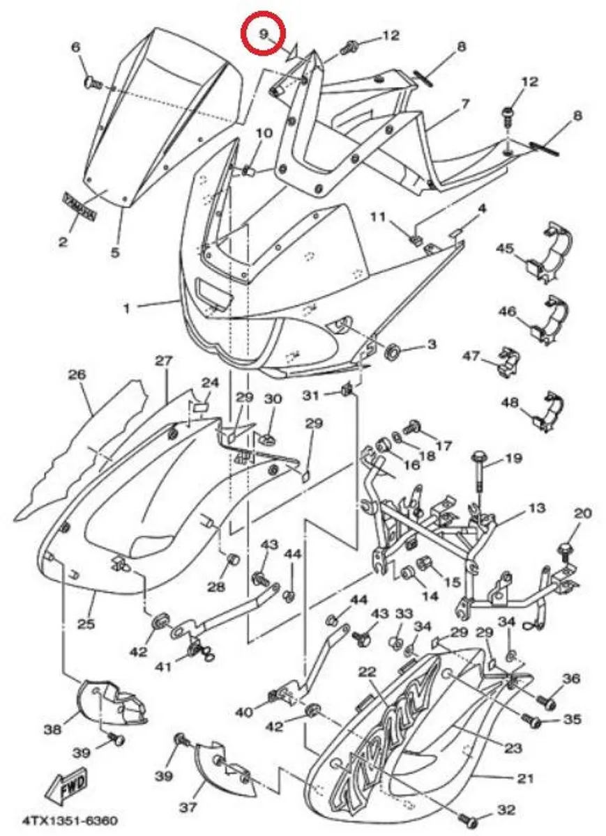 Yamaha 850 TDM 1998-1999 Plastique Divers - 4TX216490000
