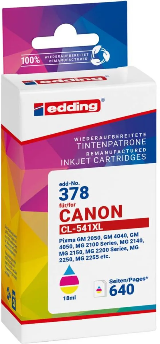 edding Inktcartridge 18-378 - Cyaan/Magenta/Geel - 544 pagina's
