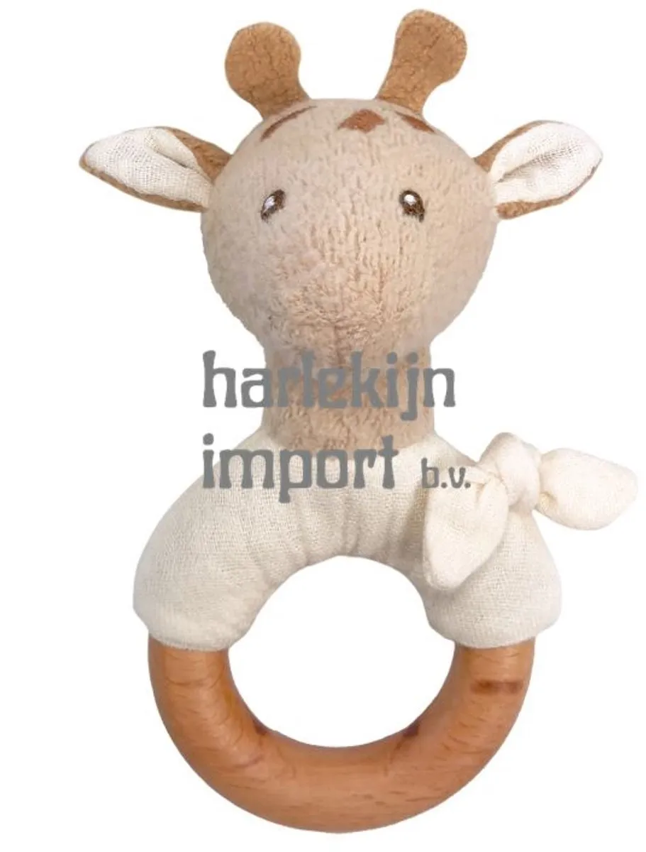 Egmont Toys knuffel houten rammelaar giraf Leonie bio katoen 20 cm.