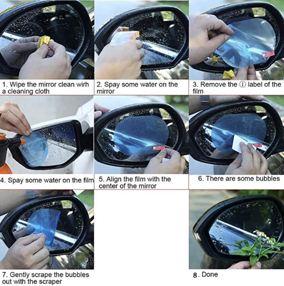 Grundig Anti druppel folie sticker voor buitenspiegel - Condenssticker autospiegel waterafstotend - Condens Sticker 2 stuks - Anti-condens ovaal - Anti-condenssticker 95x135mm - anti mist zij spiegel - veilig rijden - nano coating