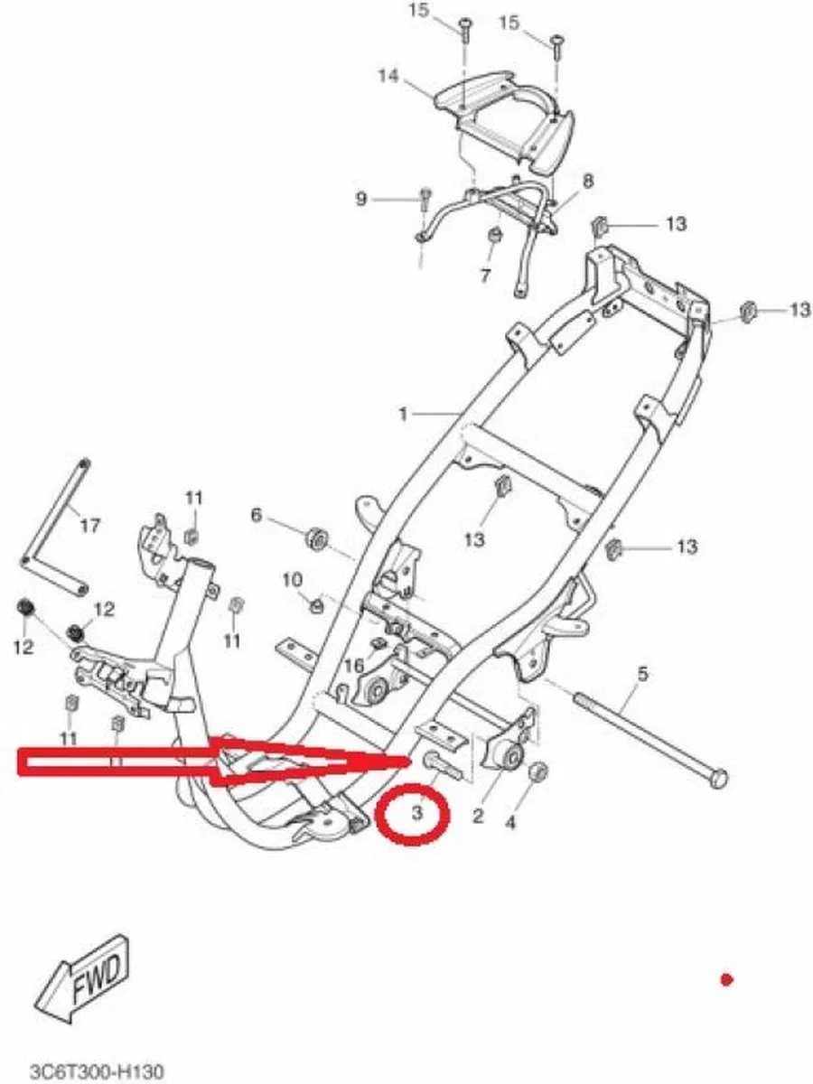 Yamaha 5DS-F1481-00 Motorsteunbout Scooter