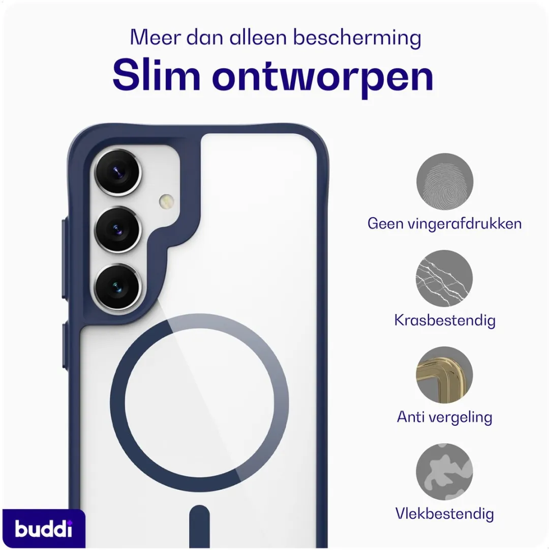 Buddi Hybrid Hoesje Samsung Galaxy S25/S24 - MagSafe - Transparant Blauw