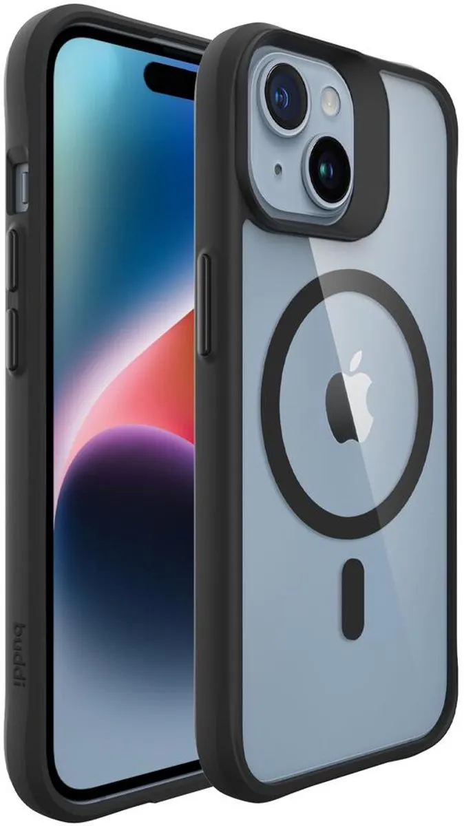 Buddi Hybrid Hoesje iPhone 13/14/15 - MagSafe - Transparant Zwart