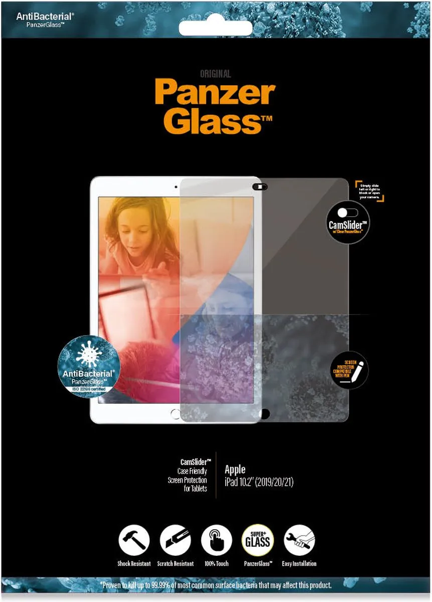 PanzerGlass Camslider Antibacterieel Screen Protector iPad 10.2