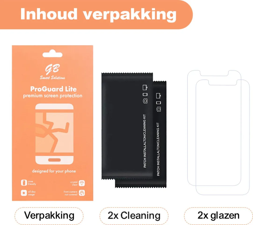 GB ProGuard Lite screenprotector - geschikt voor iPhone 12 - 12 Pro - 2 stuks - Ultradun Gehard Glas