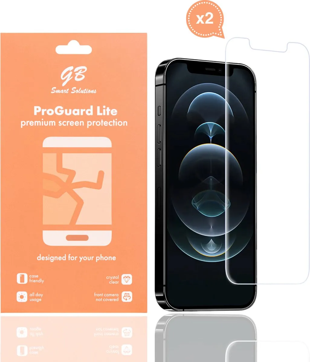 GB ProGuard Lite screenprotector - geschikt voor iPhone 12 - 12 Pro - 2 stuks - Ultradun Gehard Glas