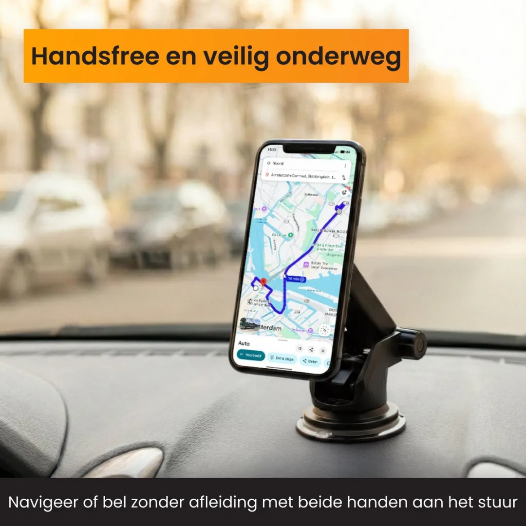 R2B Telefoonhouder Auto Zuignap Zandvoort - MagSafe - 7 Inch - Zwart