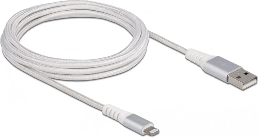 Delock USB Kabel iPhone/iPad DuPont Kevlar Wit 3m