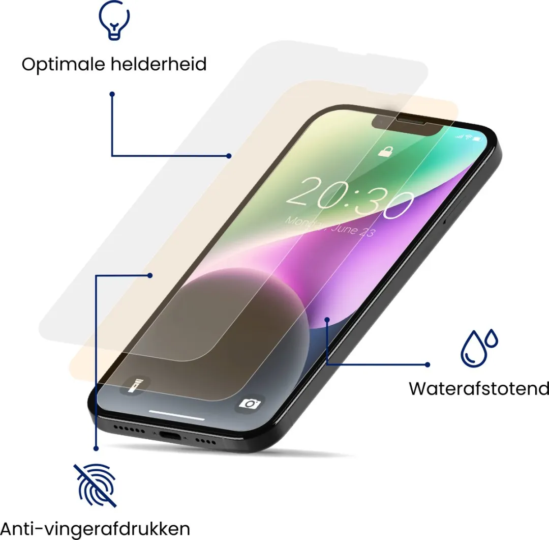 R2B Screenprotector iPhone 16e - 2 Stuks - Tempered Glass