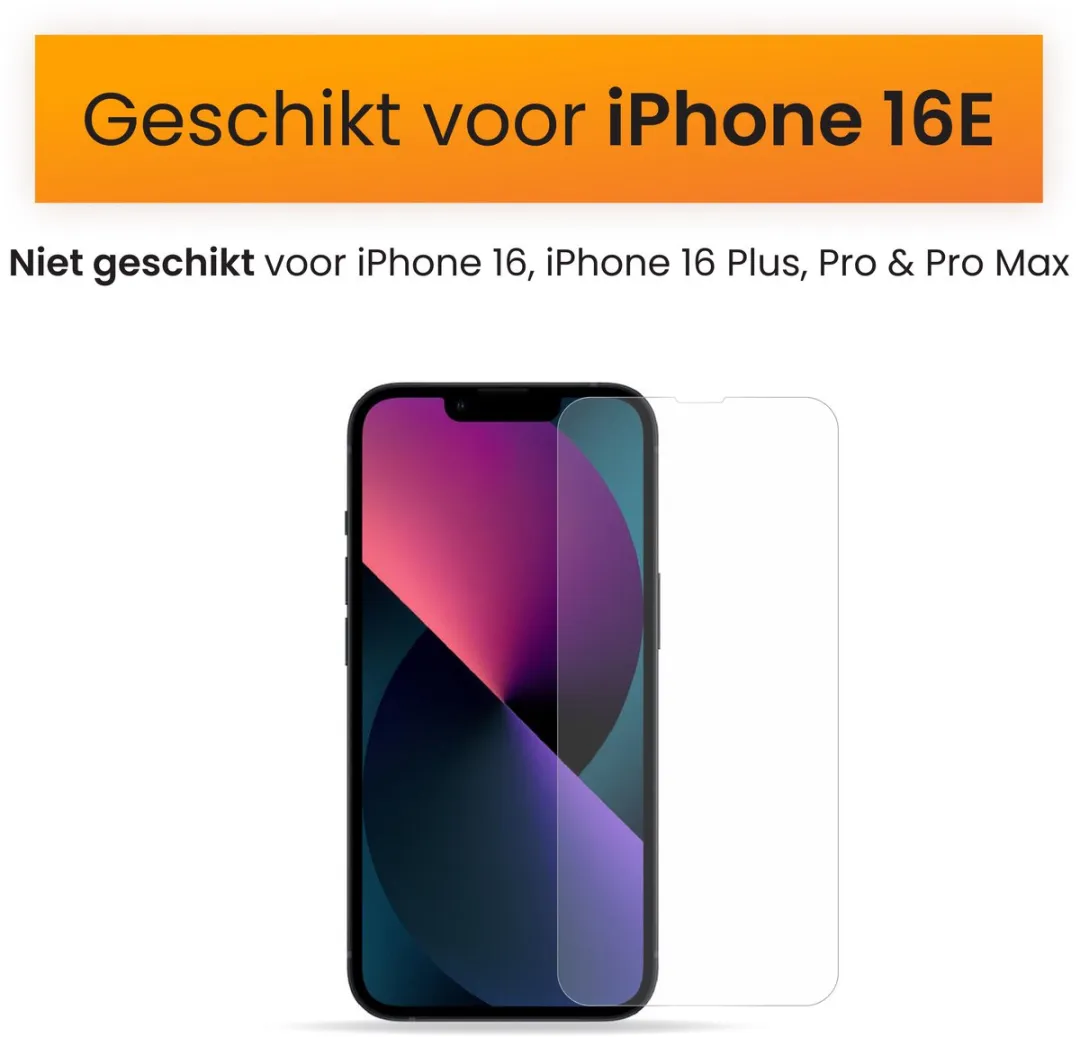 R2B Screenprotector iPhone 16e - 2 Stuks - Tempered Glass