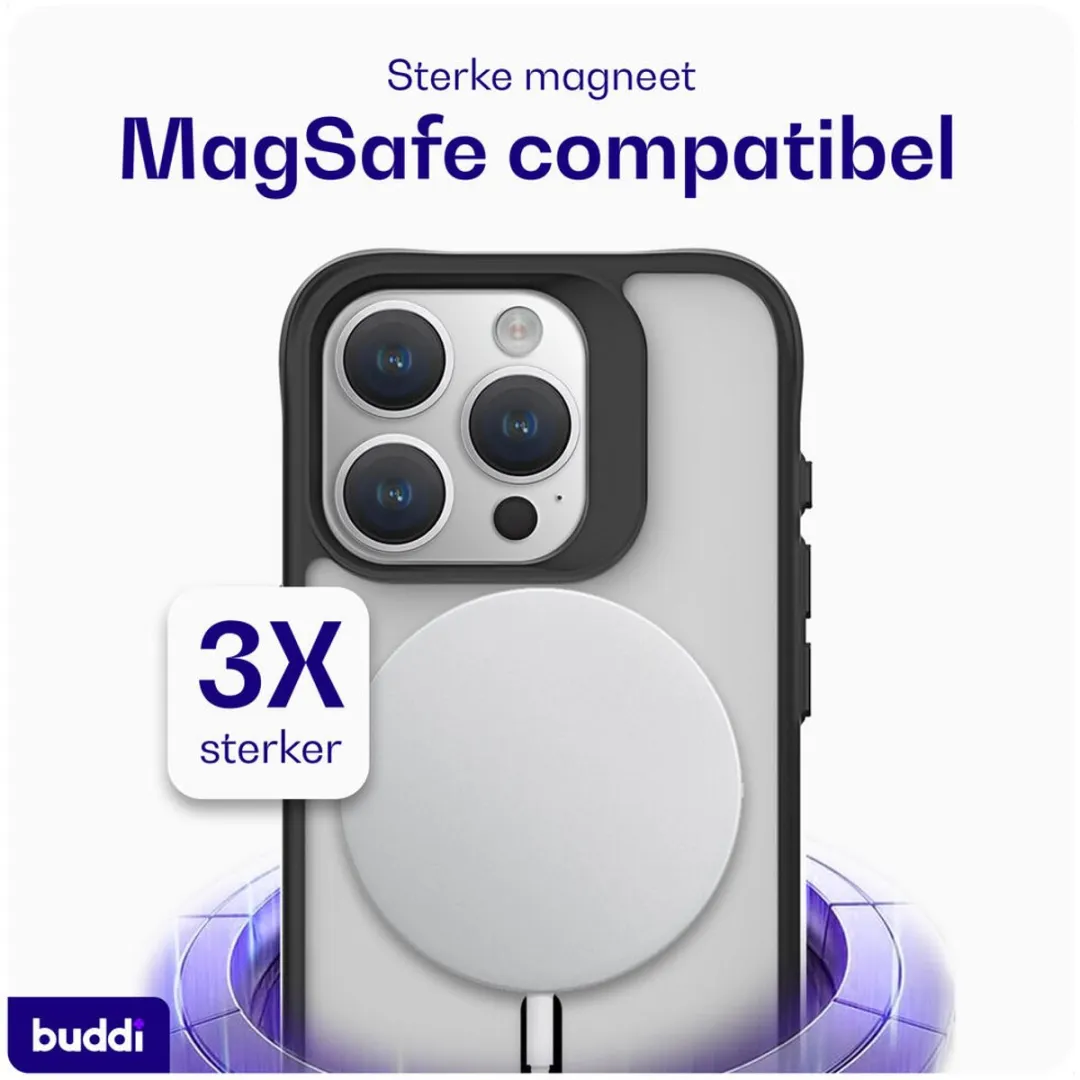 Buddi Hybrid Hoesje iPhone 15 Pro - MagSafe - Matte Zwart