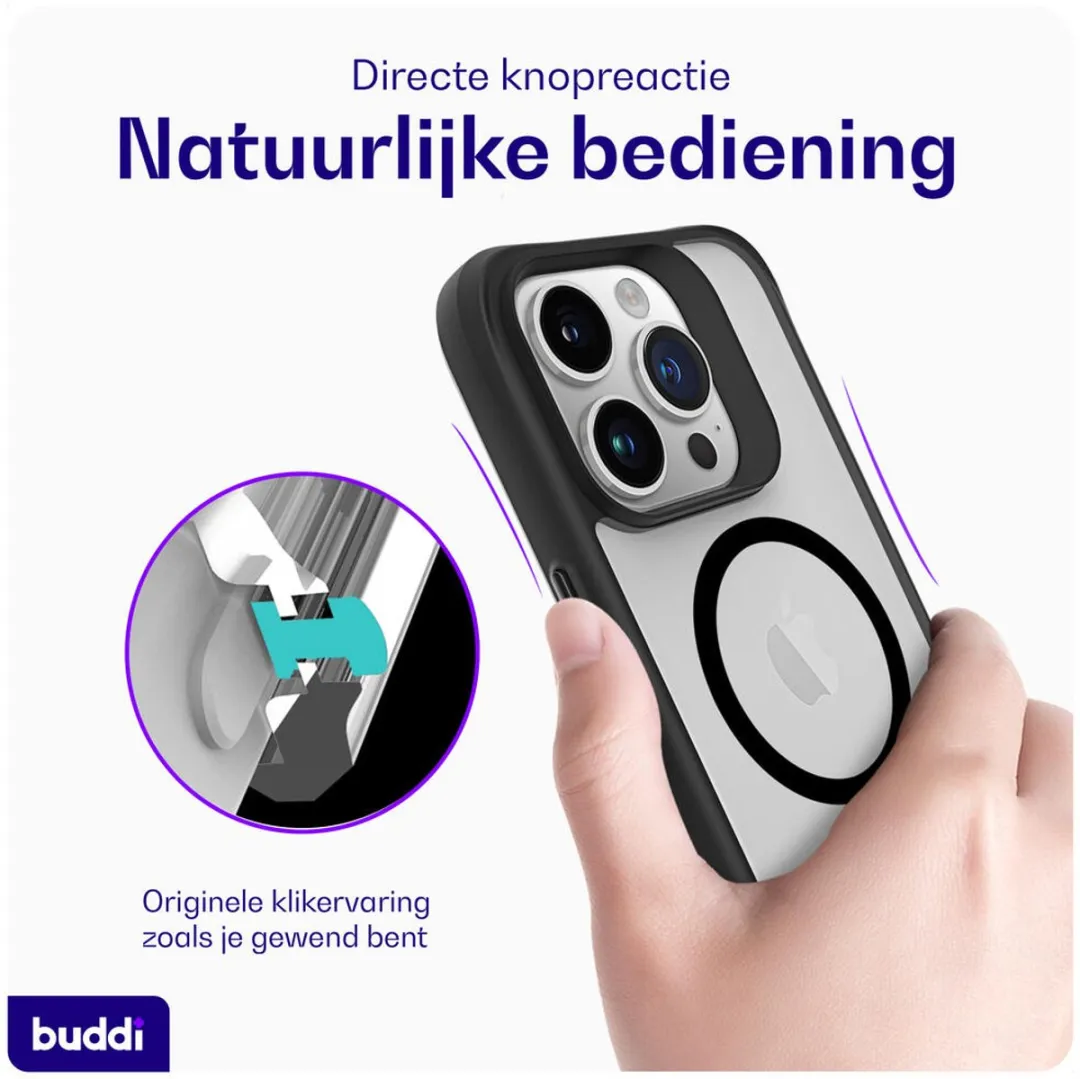 Buddi Hybrid Hoesje iPhone 15 Pro - MagSafe - Matte Zwart