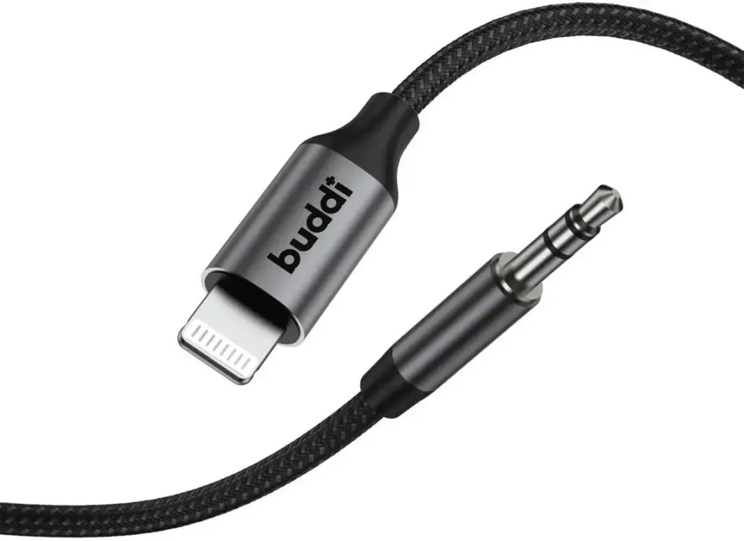 Buddi Flex Lightning naar 3.5mm Jack Audio Kabel DAC - 2m - Zwart