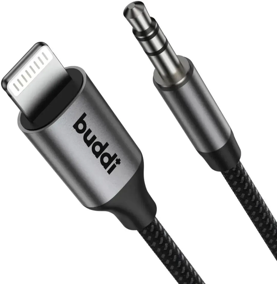Buddi Flex Lightning naar 3.5mm Jack Audio Kabel DAC - 2m - Zwart