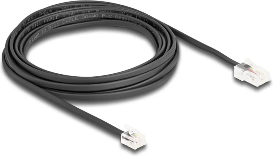 Delock Telefoonkabel RJ45 naar RJ11 - 5m - Zwart
