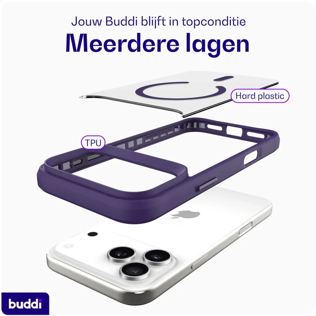 Buddi Hybrid Hoesje iPhone 17 Pro Max - MagSafe - Paars