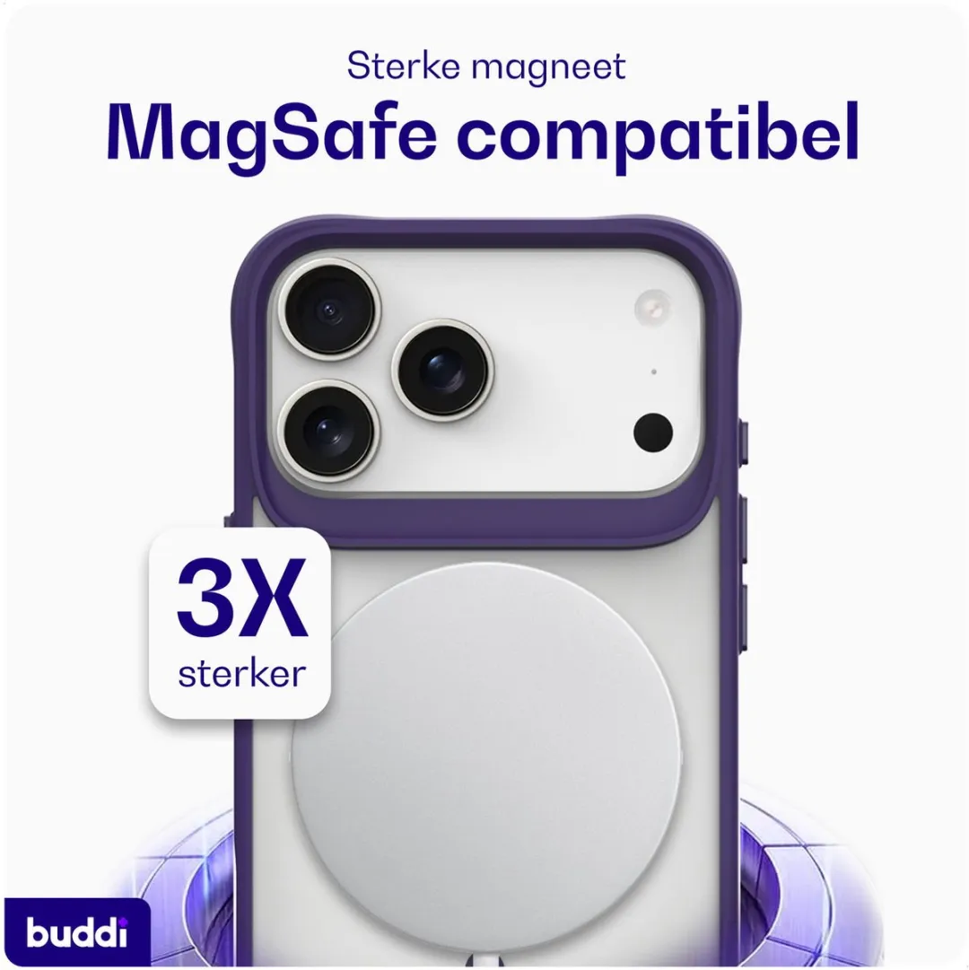 Buddi Hybrid Hoesje iPhone 17 Pro Max - MagSafe - Paars