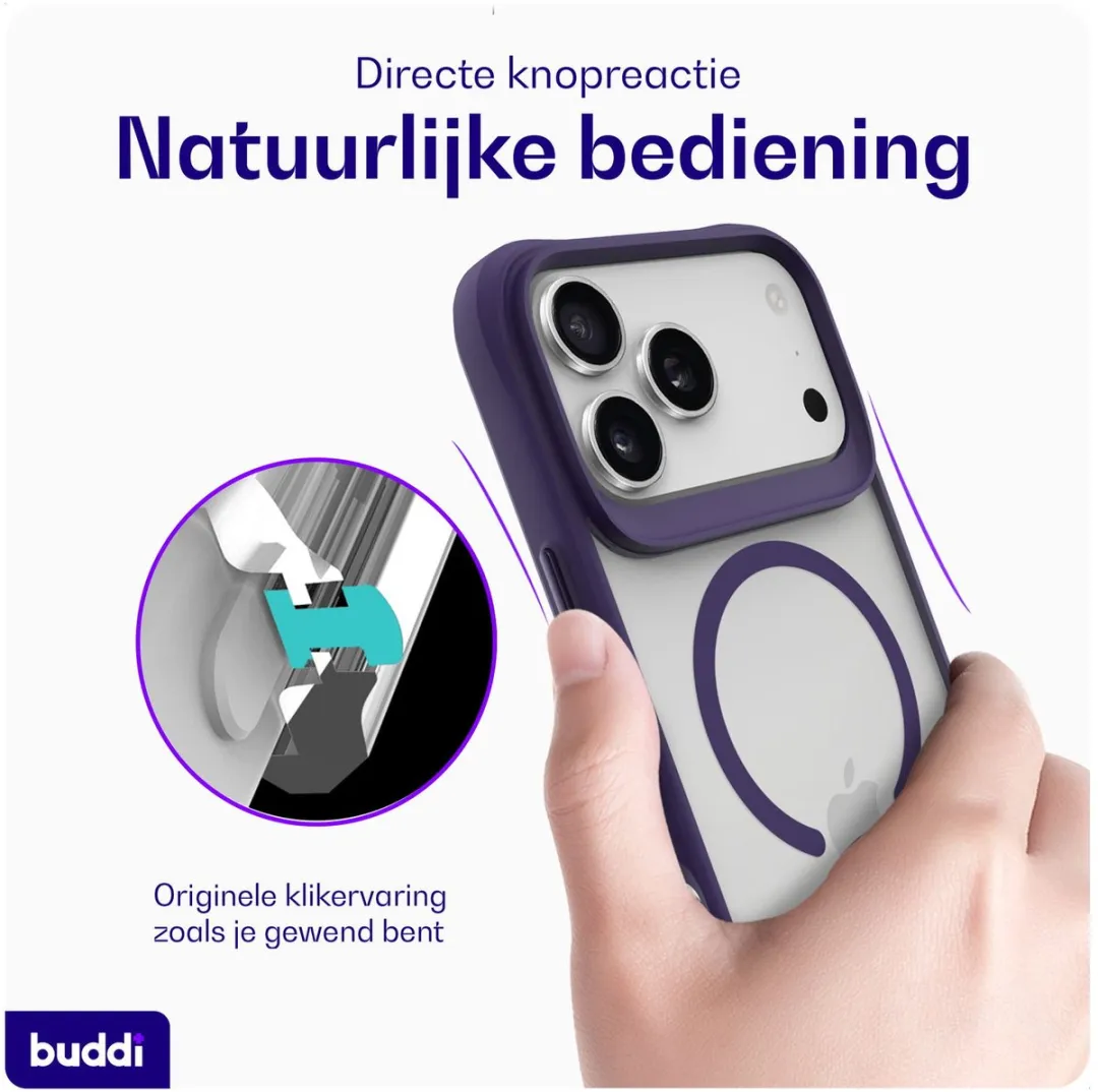 Buddi Hybrid Hoesje iPhone 17 Pro Max - MagSafe - Paars