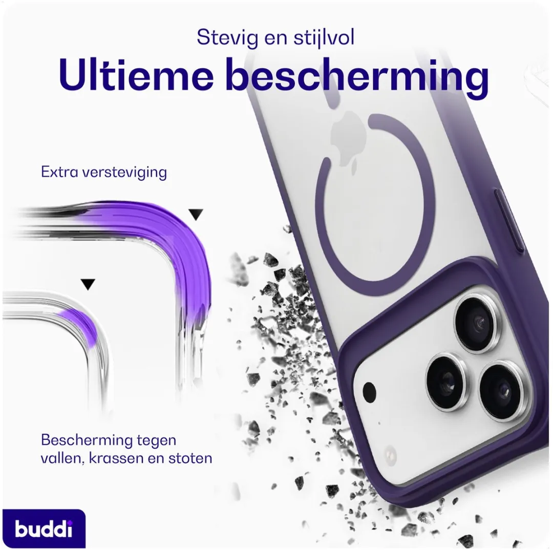 Buddi Hybrid Hoesje iPhone 17 Pro Max - MagSafe - Paars - afbeelding 6 van 6