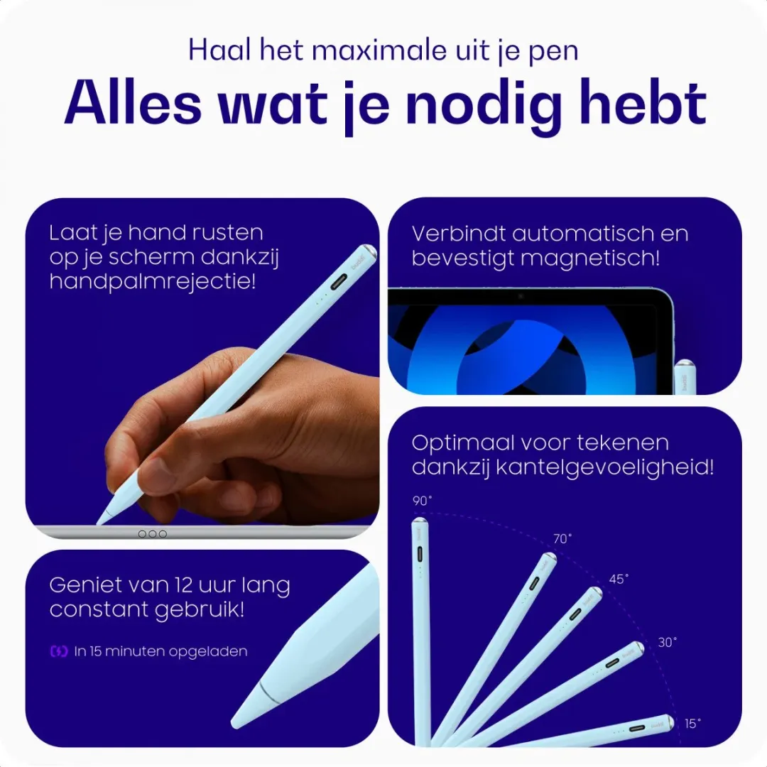 Buddi Wave Actieve Stylus Pen - Blauw - USB-C