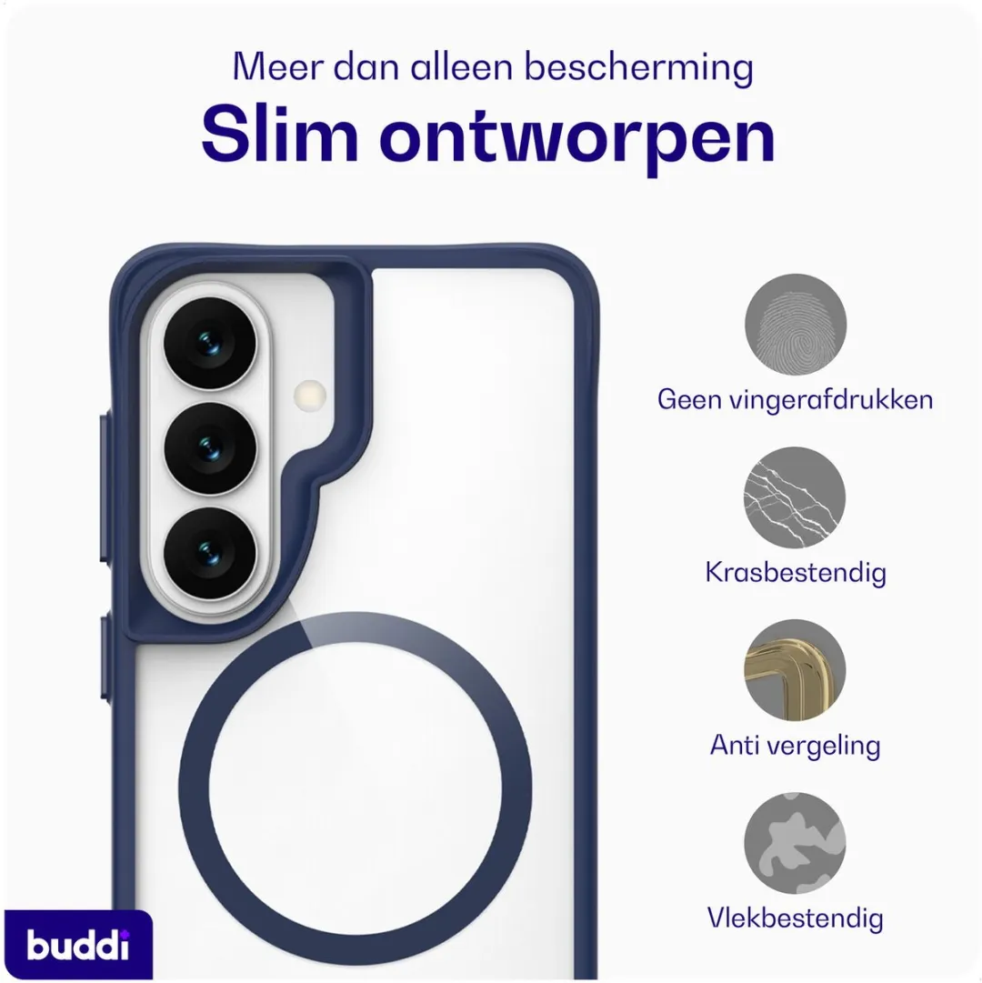 Buddi Hybrid Hoesje Samsung Galaxy S26 Plus - MagSafe - Transparant Blauw