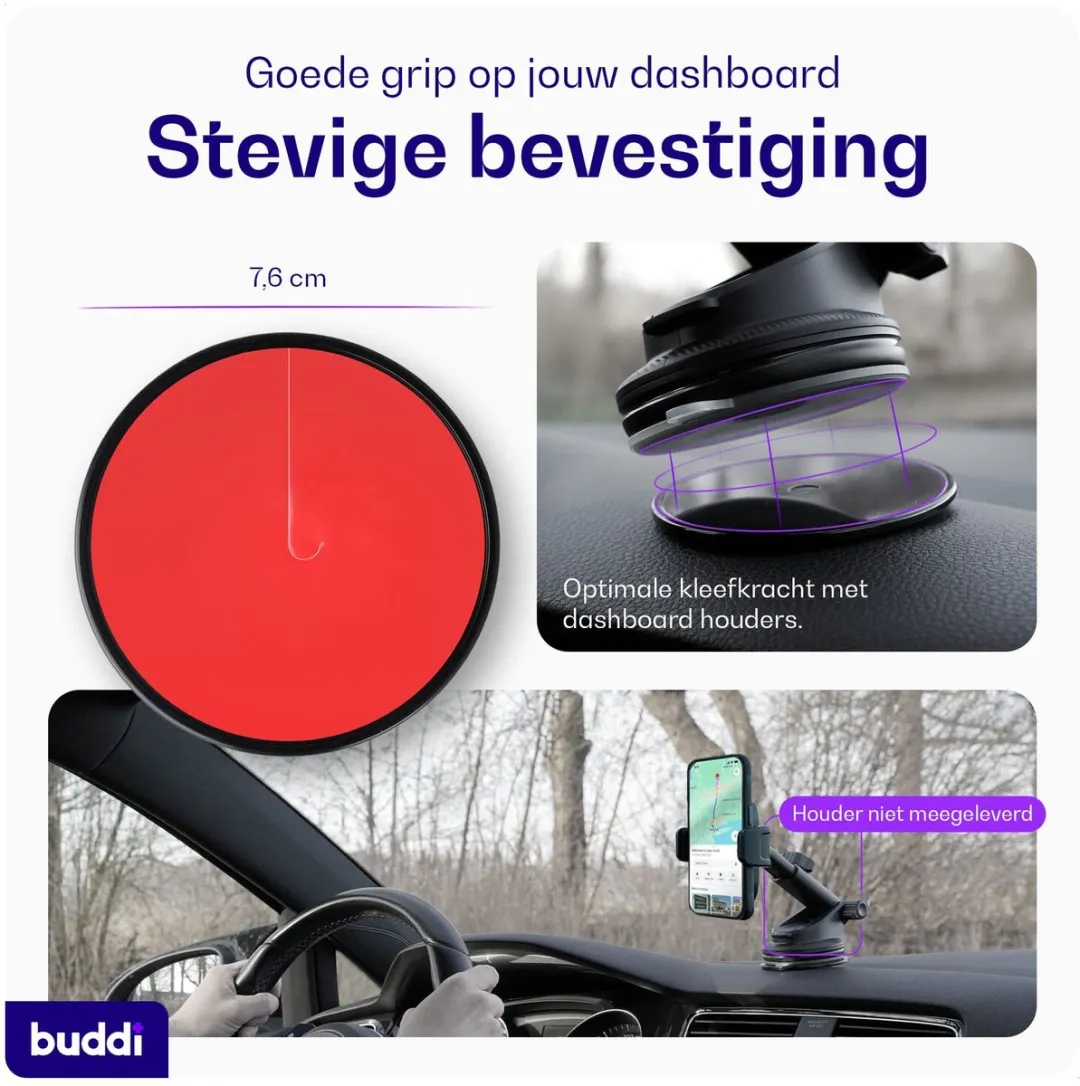 Buddi Way Universele Sticky Gel Pad 8cm - Zwart