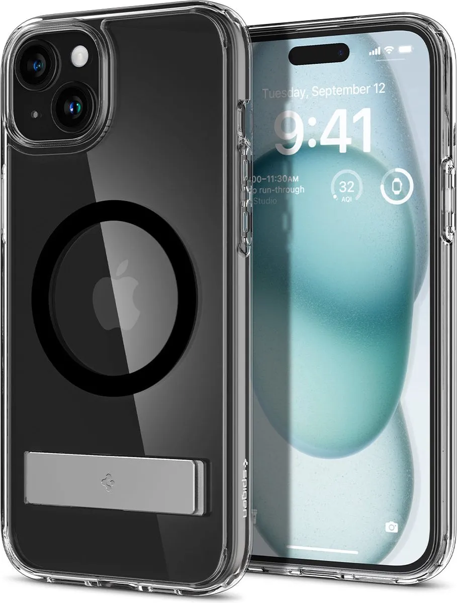 Spigen Ultra Hybrid S MagFit ACS06808 iPhone 15 Hoesje - Zwart