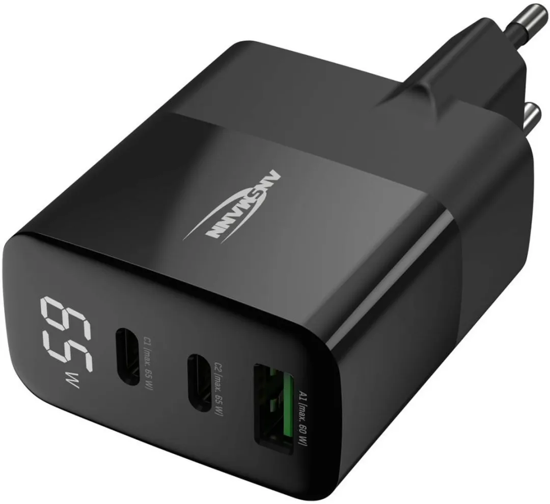 Ansmann HC365PD USB Oplader 65W - 1x USB-A 2x USB-C - Zwart