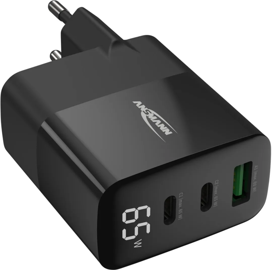 Ansmann HC365PD USB Oplader 65W - 1x USB-A 2x USB-C - Zwart