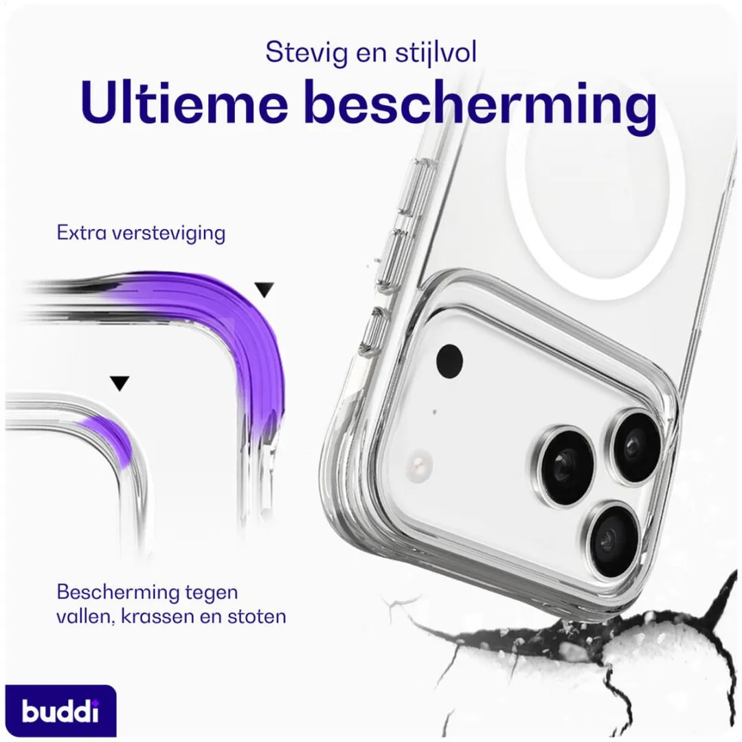 Buddi Core iPhone 17 Pro Max Hoesje - MagSafe - Transparant