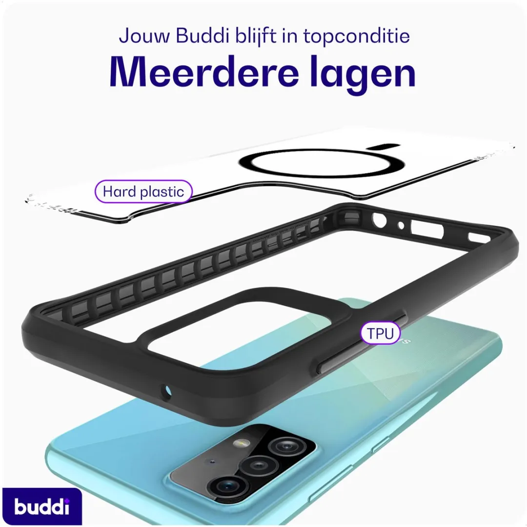 Buddi Hybrid Hoesje Samsung Galaxy A52 MagSafe - Transparant Zwart