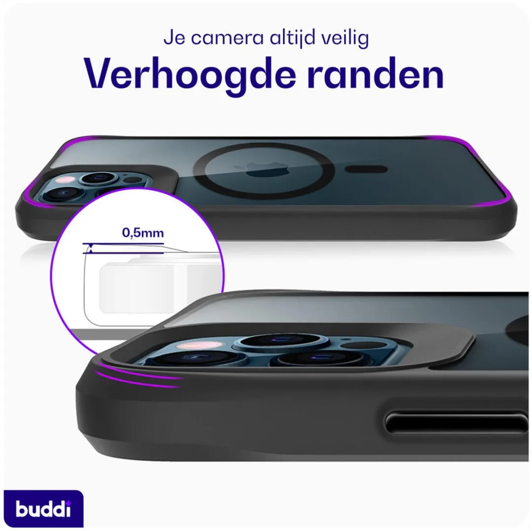 Buddi Hybrid Hoesje iPhone 12/12 Pro - MagSafe - Transparant Zwart