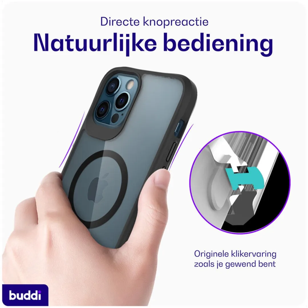 Buddi Hybrid Hoesje iPhone 12/12 Pro - MagSafe - Transparant Zwart