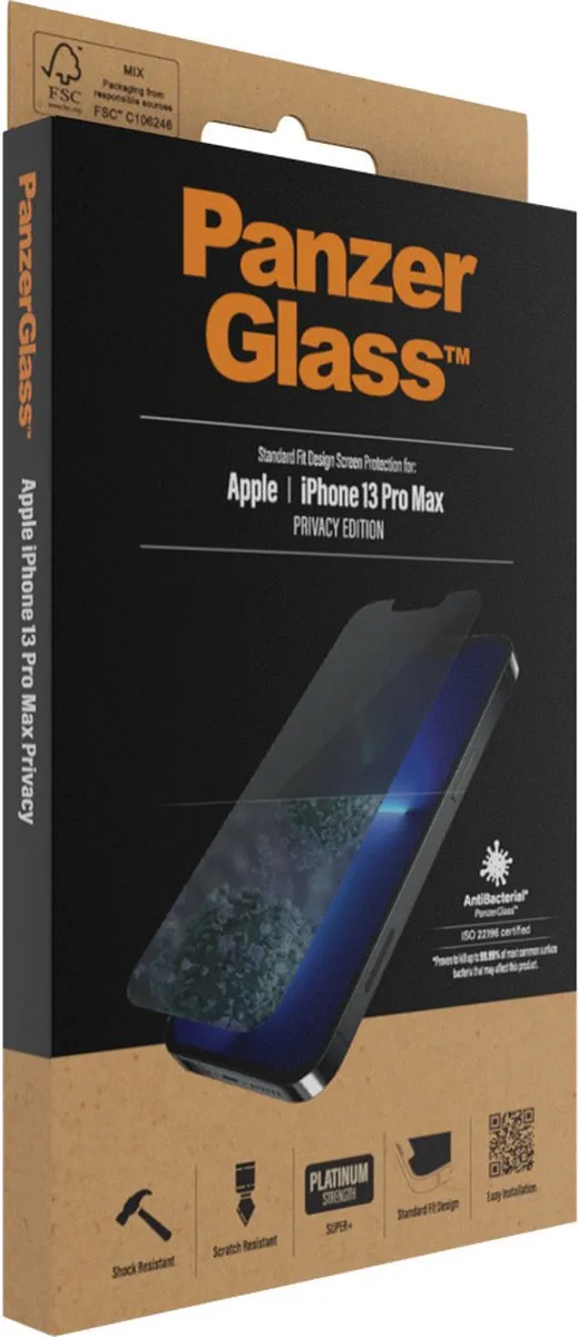 PanzerGlass P2743 Screenprotector iPhone 13 Pro Max - Antibacterieel