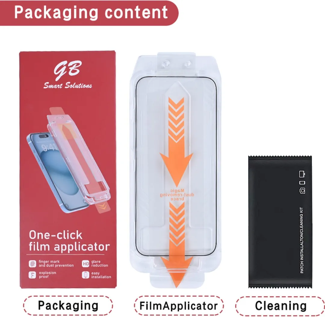 GB ProGuard Elite Screenprotector voor iPhone 14 Pro - Applicator Film – Gehard Glas – Volledige Dekking – Krasbestendig & Schokabsorberend