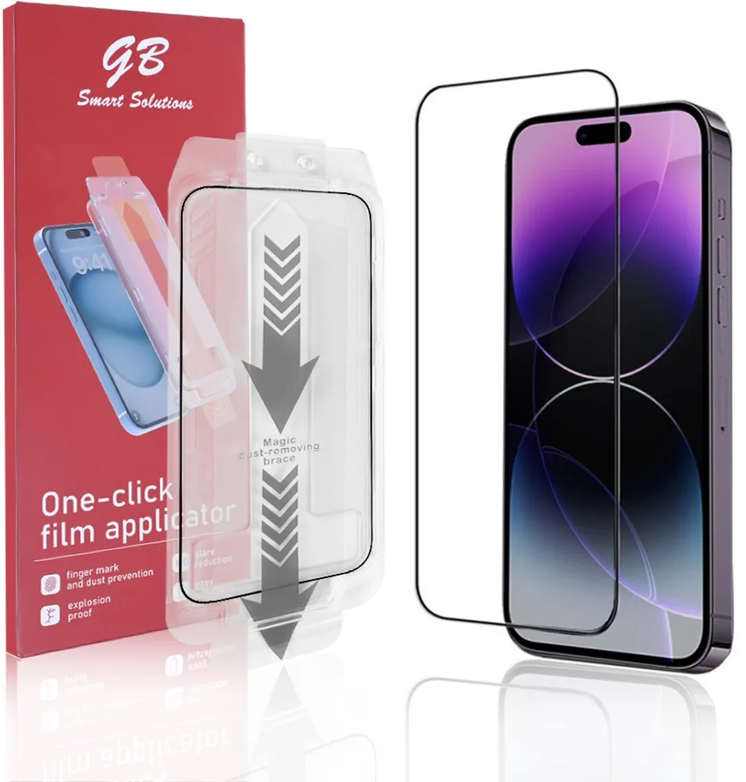 GB ProGuard Elite Screenprotector voor iPhone 14 Pro - Applicator Film – Gehard Glas – Volledige Dekking – Krasbestendig & Schokabsorberend